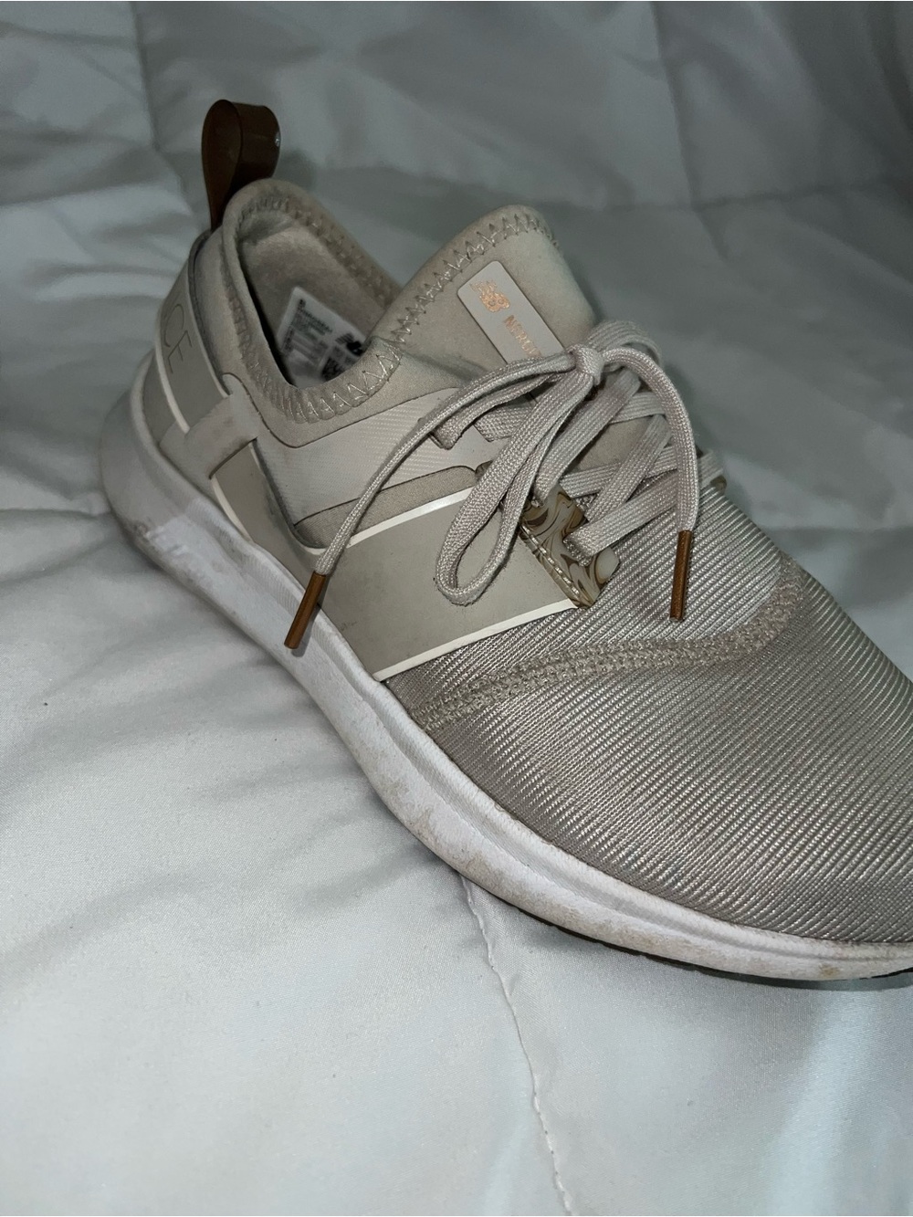 New Balance Women's Athletic Sneaker in Light Beige and White